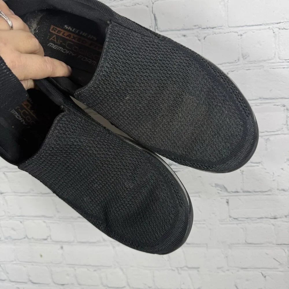 Skechers Expected Gomel Mens 13 Black Slip On Shoes Relaxed Fit Memory Foam